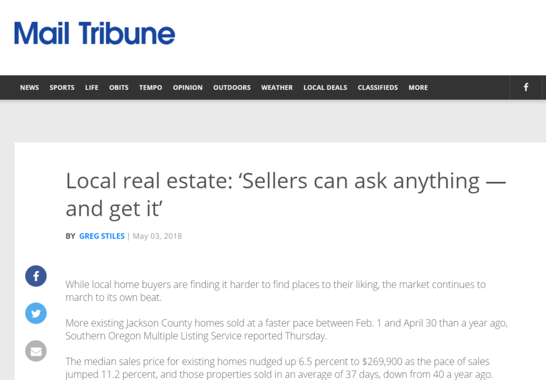 Mail Tribune: Local real estate: ‘Sellers can ask anything and get it’