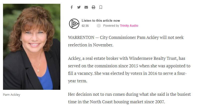 The Astorian: Ackley will not run for reelection for Warrenton City Commission