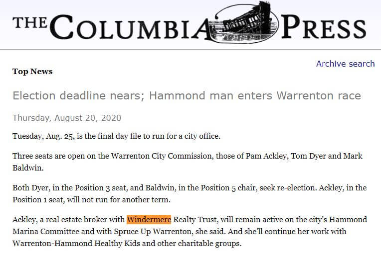 The Columbia Press: Election deadline nears; Hammond man enters Warrenton race