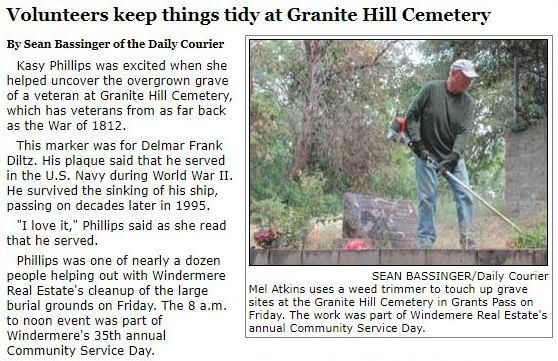 The Daily Courier: Volunteers keep things tidy at Granite Hill Cemetery