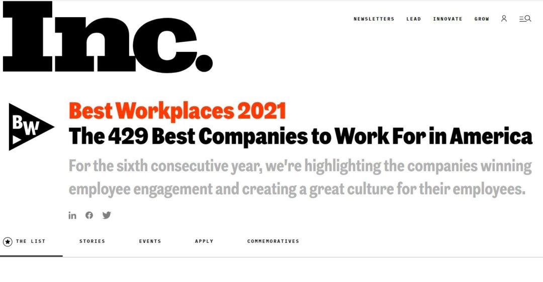 Inc.: Best Workplaces 2021