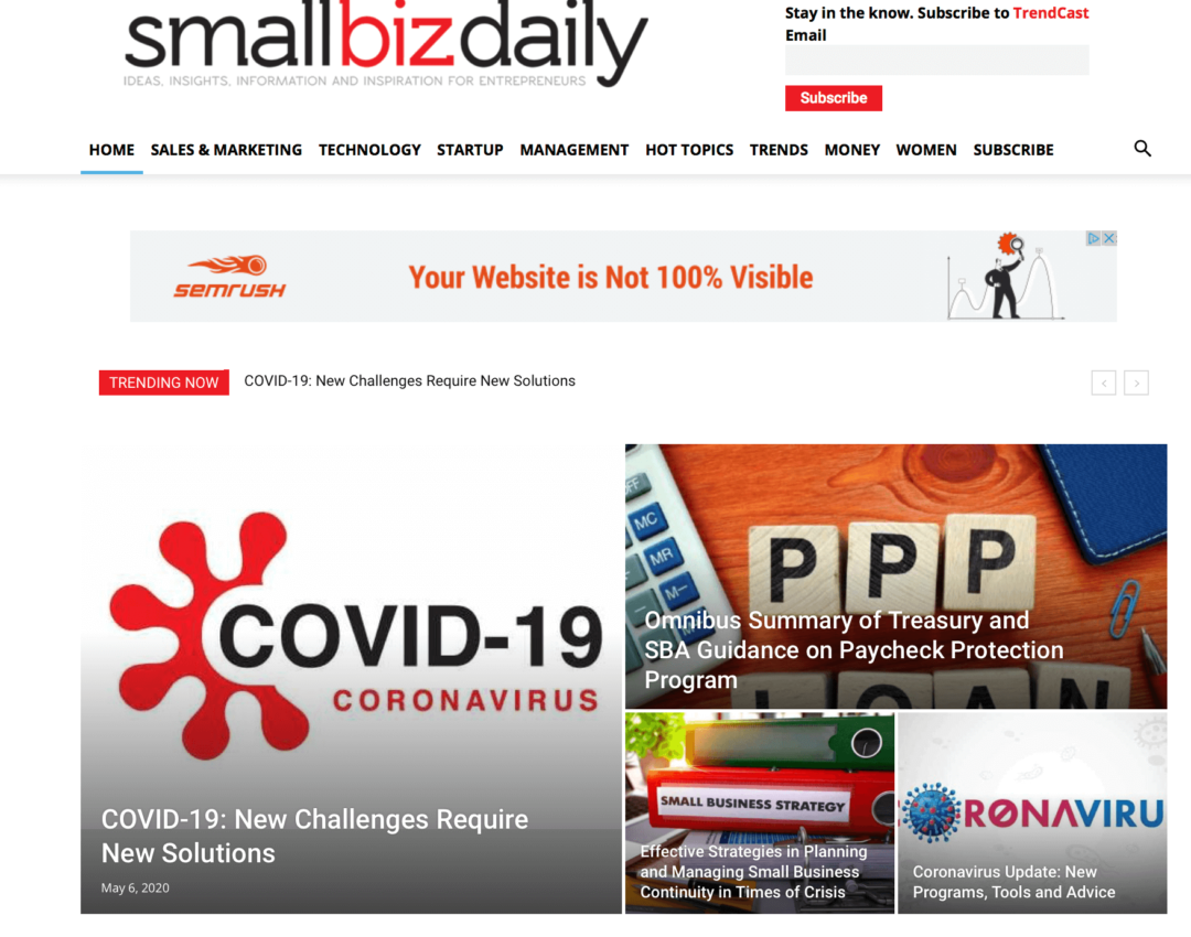 Small Biz Daily: COVID-19: New Challenges Require New Solutions