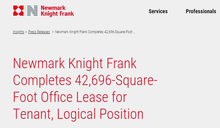 Newmark Knight Frank: Newmark Knight Frank Completes 42,696-Square-Foot Office Lease for Tenant, Logical Position