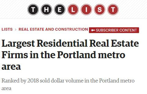 Portland Business Journal: Largest Residential Real Estate Firms in the Portland metro area