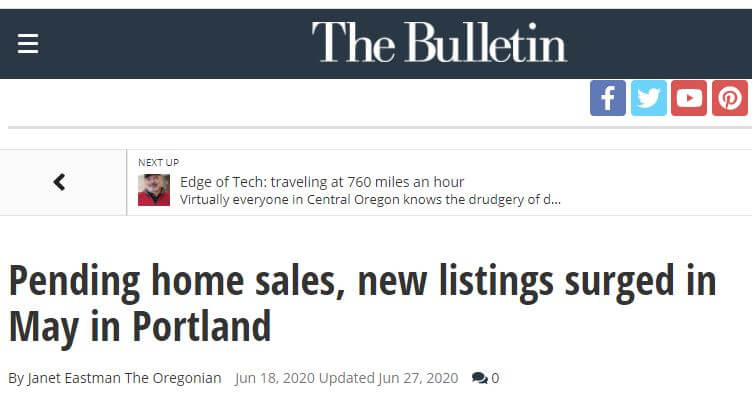 Bend Bulletin: Pending home sales, new listings surged in May in Portland