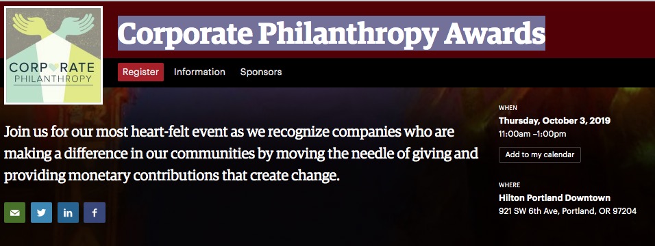 Portland Business Journal: Corporate Philanthropy Awards