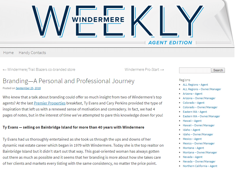 Windermere Weekly: Branding—A Personal and Professional Journey