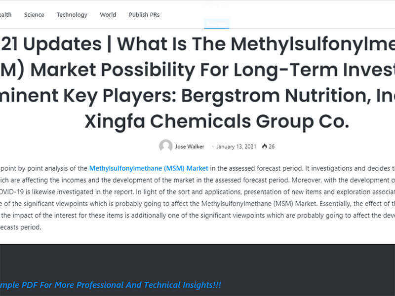 KSU | The Sentinel Newspaper: What Is The Methylsulfonylmethane (MSM) Market Possibility For Long-Term Investment?