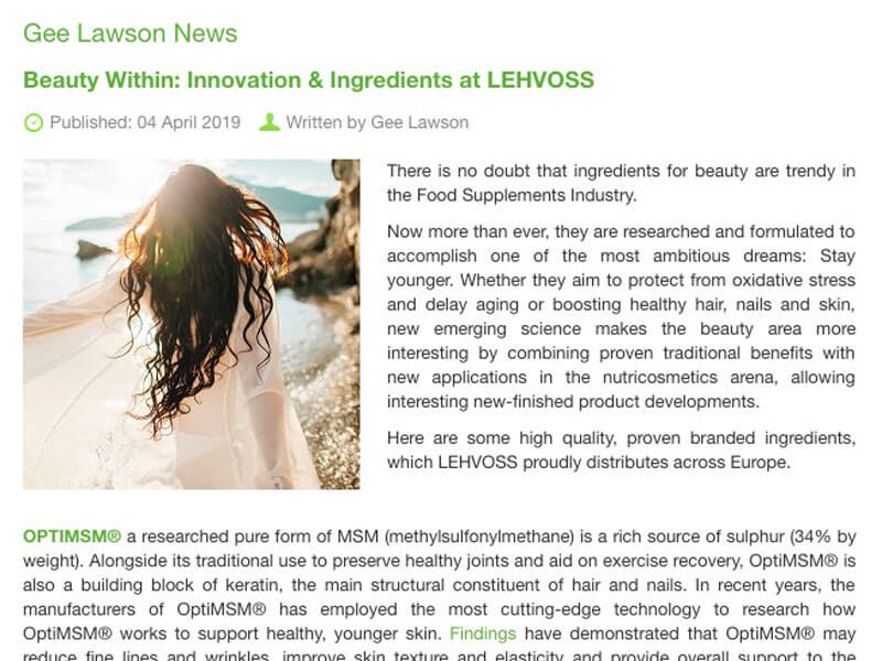 Gee Lawson News: Beauty Within: Innovation & Ingredients at LEHVOSS