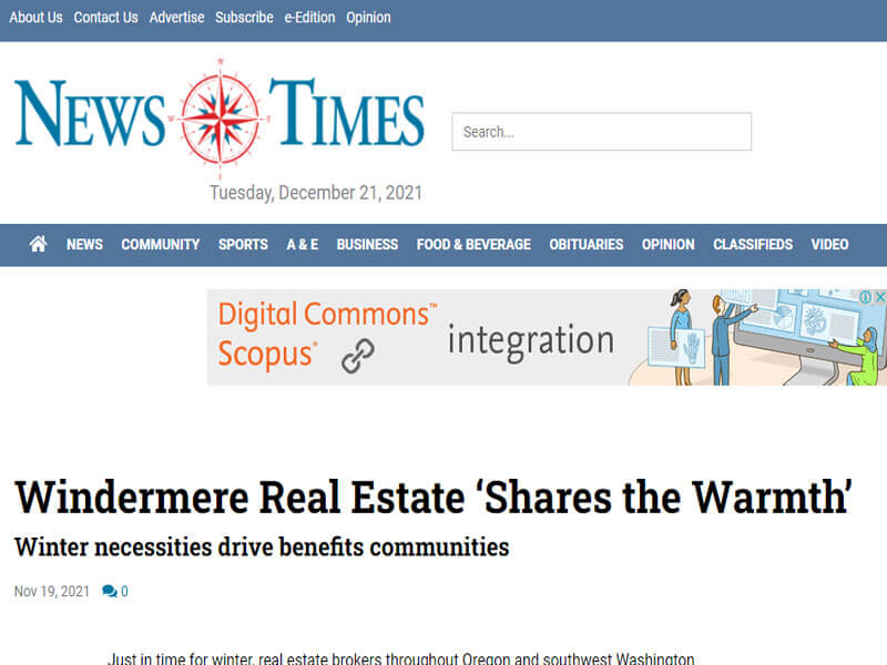 Newport News Times: Windermere Real Estate ‘Shares the Warmth’. Winter necessities drive benefits communities